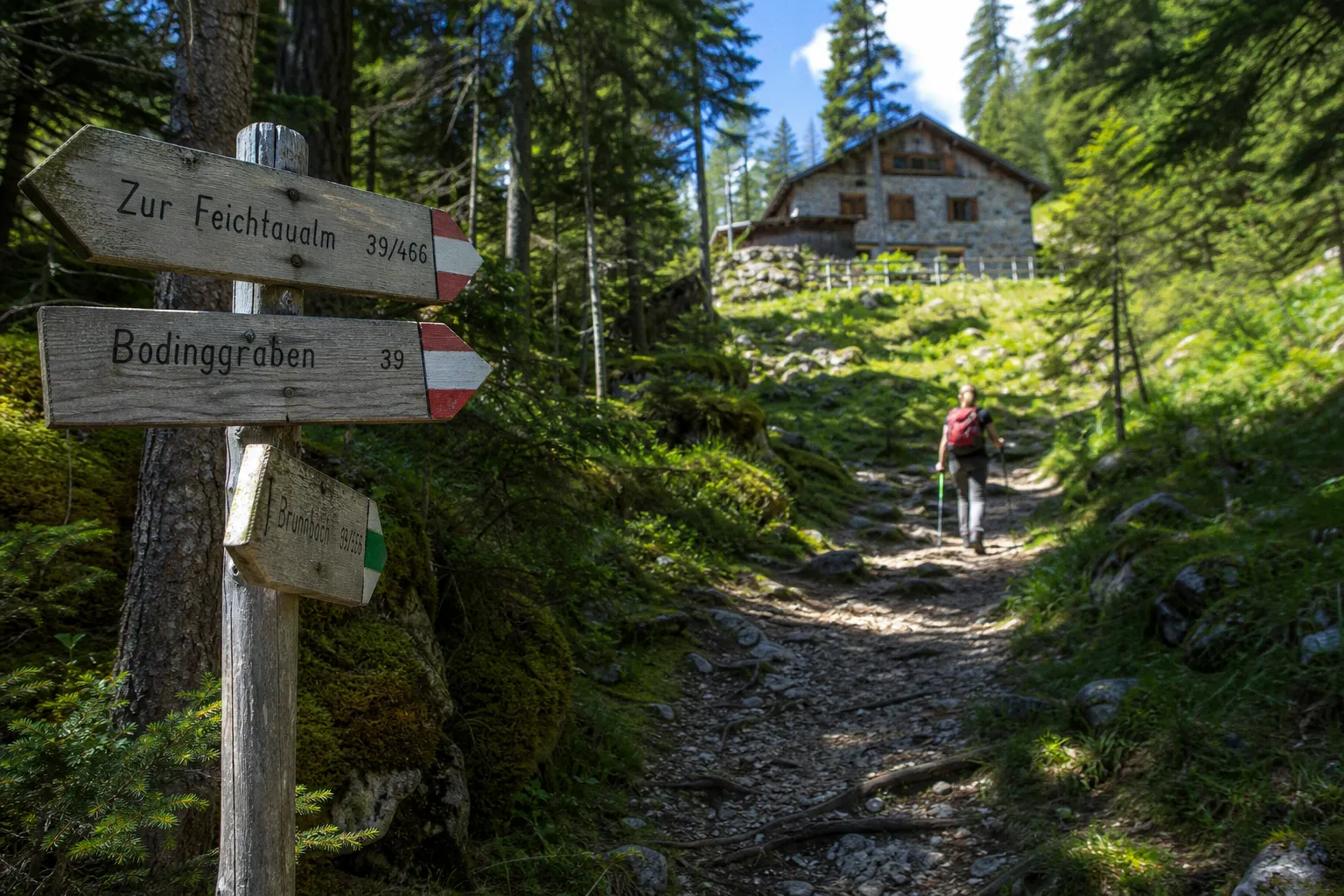 Feichtaualm: Bodinggraben oder Brunnbach als Aufstieg