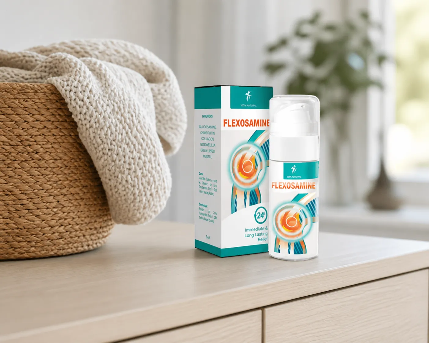 Flexosamine Gel Full price + — Verpackung im Alltag